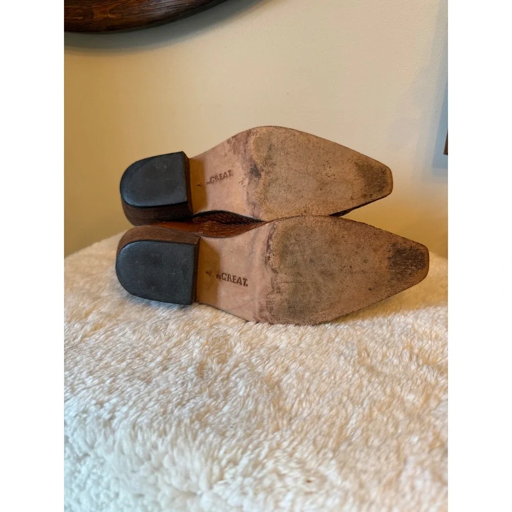THE GREAT. Chestnut Woven Ankle Booties - Picture 3 of 6